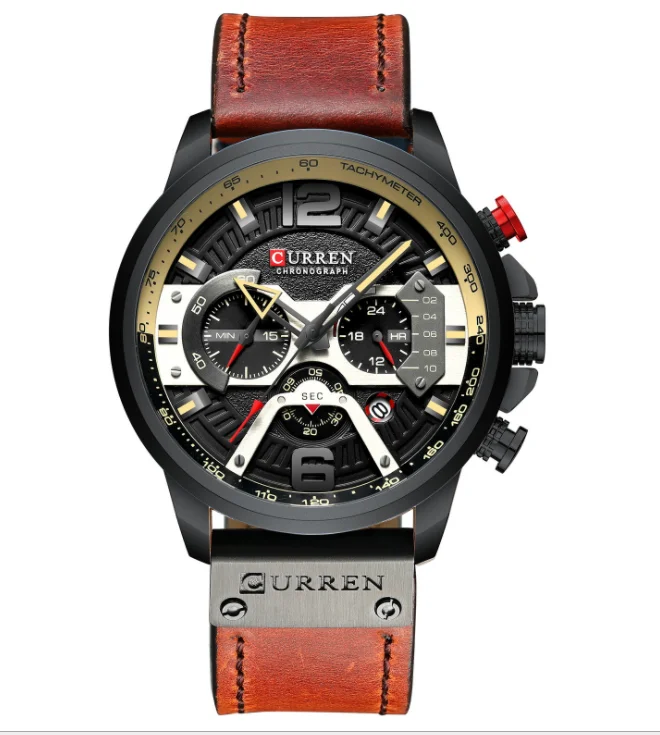DIDUN watch Men Top Brand Luxury Quartz Watch Analog Leather Sports Watches Men's Army Military Watch 30m Waterproof Wristwatch - Цвет: rb