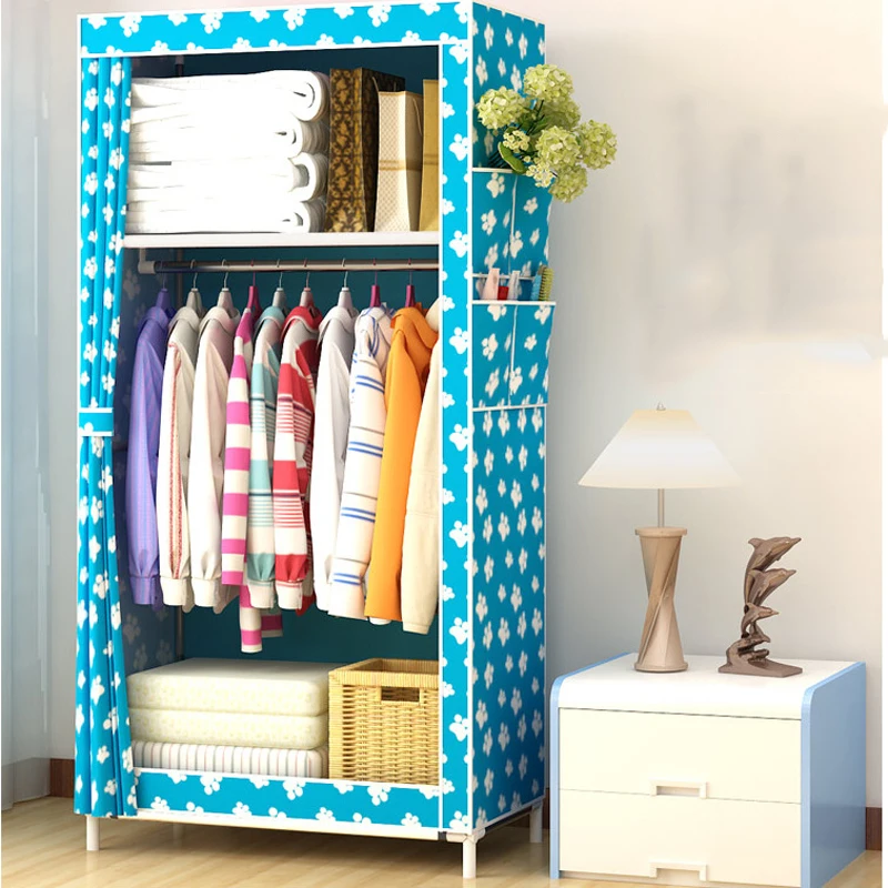 Students Dormitory Small Wardrobe Single Cloth Wardrobe Folding Portable Closet Clothing Storage Cabinet Home Furniture