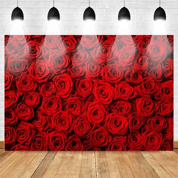 

Neoback Red Rose Floral Wedding Photography Backdrop Valentine's Day Party Photo Backdrop for Photo Booth Props Pictures Vinyl