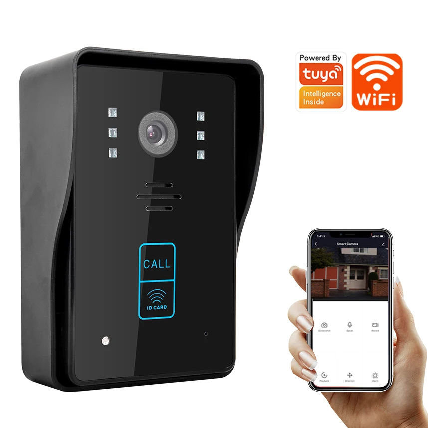 цена Wifi video doorbell Tuya APP intercom unlock video mobile tracer night vision swipe card 1080P