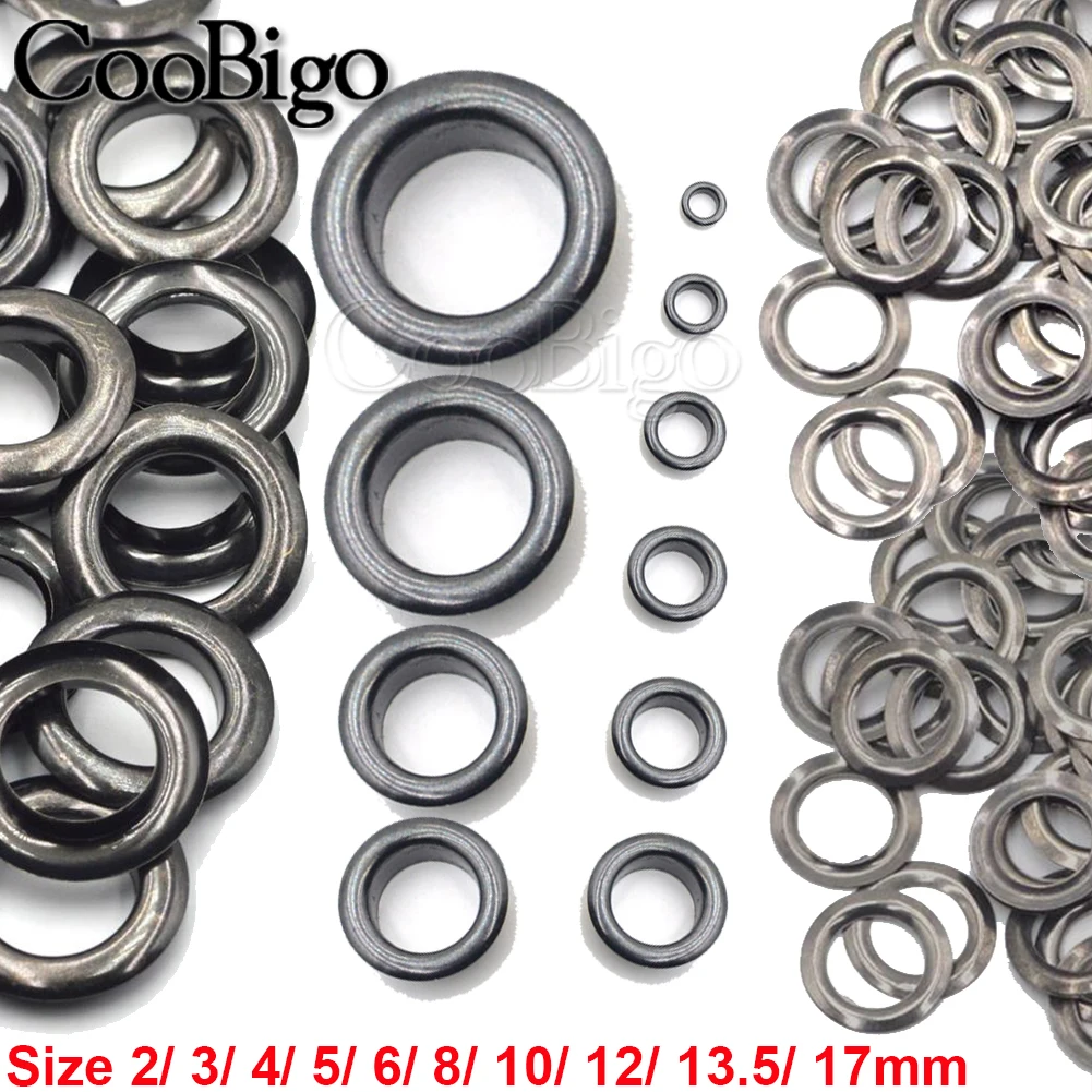 Eyelets Grommets Metal Rings Leather Craft Repair Camping Tent Awnings Auto Canvas Cover Sheet Outdoor Boots Black Nicke CooBigo