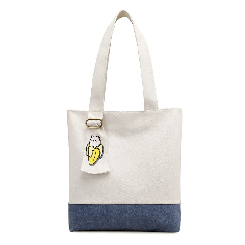 

Japanese-style Korean-style Mori Girl Literature And Art Canvas Contrast Color Casual Shopping Fresh Simple Ladies' Fashion Shou