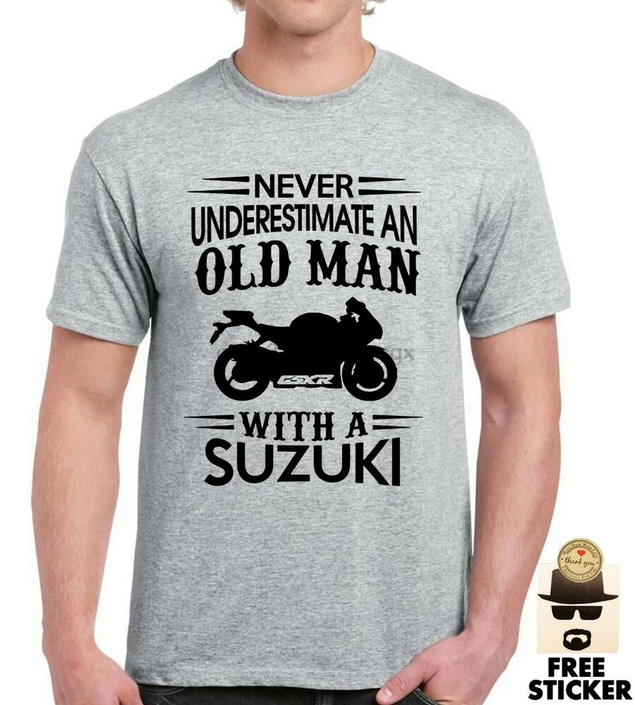 Suzuki Mens T shirt Never Underestimate Old Man Car Motorcycle Biker QUALITY Top |
