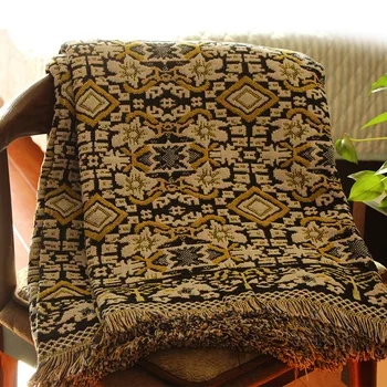 

Retro Flowers Plaids Blanket Throws Knit Chair Seat Covers Couch Sofa Towel/Bed/Plane Cobertor Tassel Tapestry Tablecloth Rug