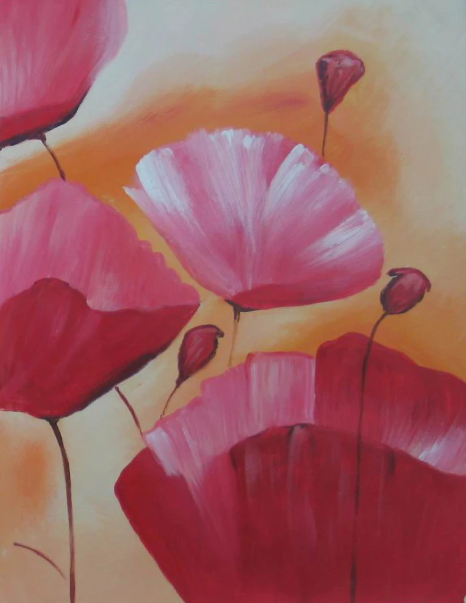 

9 Handmade Art Paintings - c2 cheap discounted decoration set flowers right - Oil Painting on Canvas