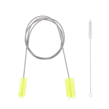 

2PC Cleaning Brushes Stainless Steel Inlet and Outlet Glass Nylon Kitchen Aquarium Spring Brush