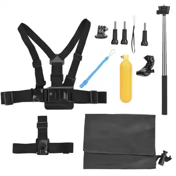 

Portable 8 in 1 Action Camera Tool Set Accessory Chest Belt Bracket Selfie Stick AT683 Camera Accessories