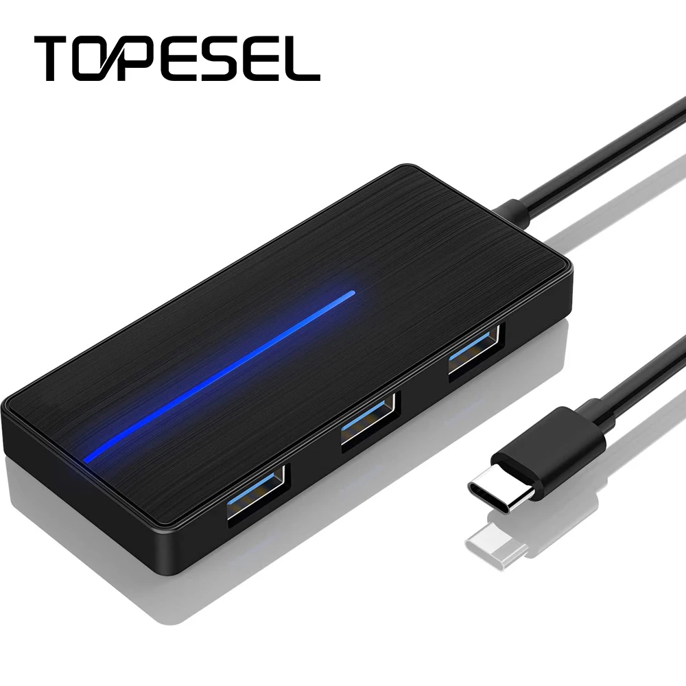 USB C Hub TopSel Type адаптер с 4 портами 3 0 для MacBook Pro Google Chromebook Pixel и другие устройства