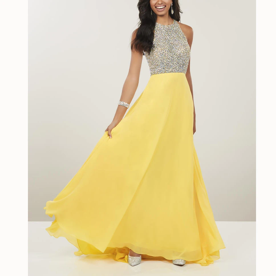 prom dresses Beading Crystals A-line Full-Length NaturalProm Illusion Beading Asymmentric Dropped Evening Prom Dresses