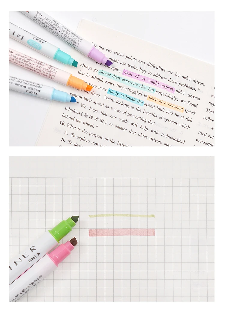 Andstal, 12 цветов/набор, уникальный пастельный цвет, Двойные наконечники, маркер, ручка, Флуоресцентный цвет, для школы, маркер, канцелярские принадлежности, офис