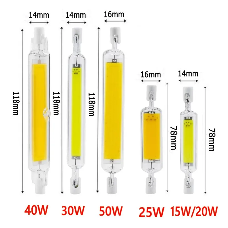 Сверхъярсветодиодный светодиодная стеклянная трубка R7s COB 78 мм 118 ...