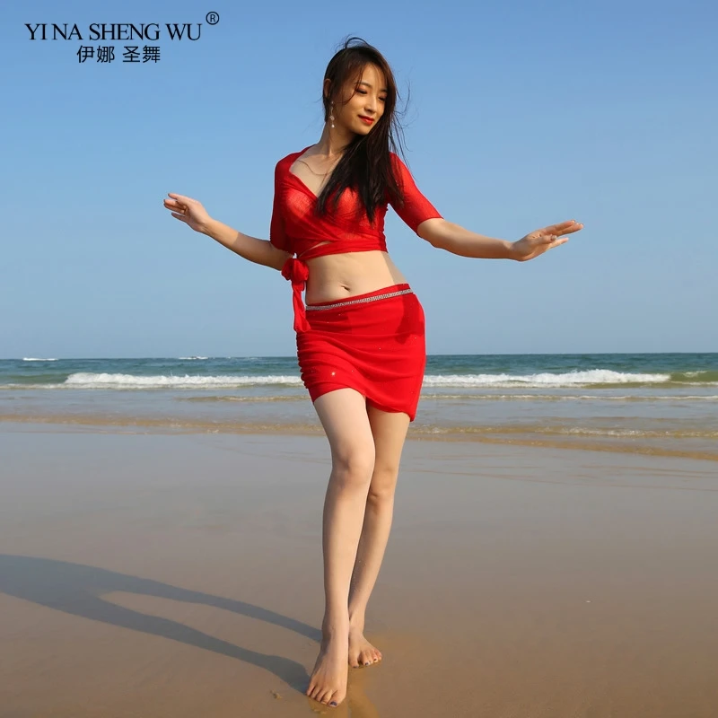 Женская сексуальная одежда для танца живота комплект из 2 предметов с блестками