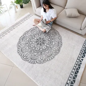 

Vintage Flower Carpet Living Room Home Bedroom Rug Moroccan Area Rug Sofa Coffee Table Floor Mat Soft Tatami Study Carpets