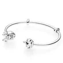 925 пробы серебряный браслет с изображением Минни и Микки Мауса, браслет с подвеской из бисера, модное ювелирное изделие