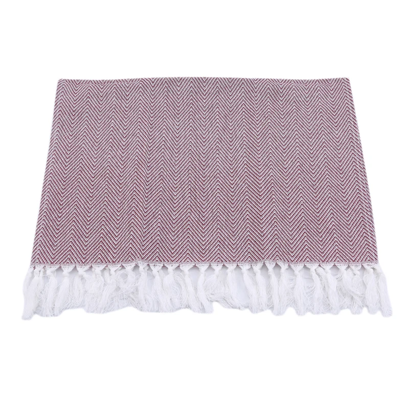 Wine red Hand-made Tassel Napkin Cotton Yarn Dyed Dish Towel Cleaning Cloth Multi Tea Towel Dishtowel Kitchen Towel - Цвет: Wine red