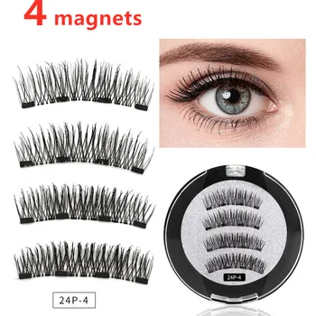 

Magnetic Eyelash With 4 Magnets False Eyelashes Reusable Natural Curl Magnet Makeup Eyelash Extension