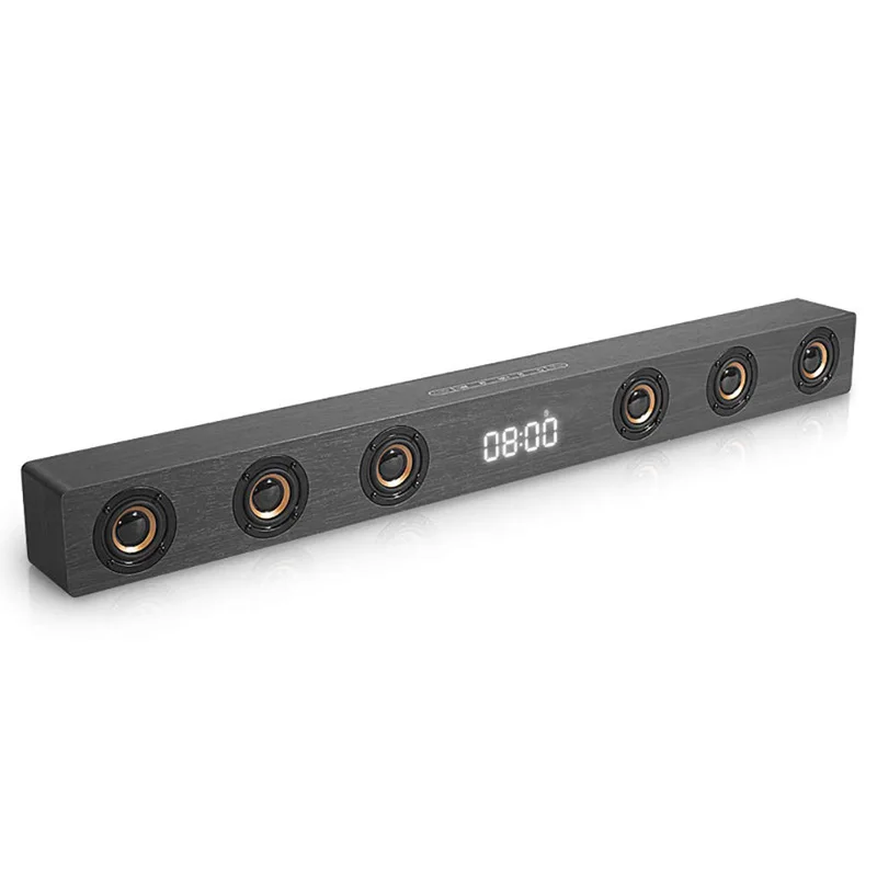 ТВ Саундбар Bluetooth динамик деревянный звук бар HiFi стерео дистанционное управление Поддержка AUX/HDMI/часы дисплей для домашнего кинотеатра - Цвет: Gray wood grain