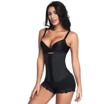 

100% Latex Women Slimming Waist Trainer fajas Bodysuit Steel Bones V Neck Comfortable Breathable Cotton Shapewear Plus Size