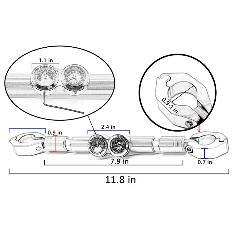 Аксессуары для модификации мотоцикла из алюминия балансировочный барный крест-бар с термометром часы времени