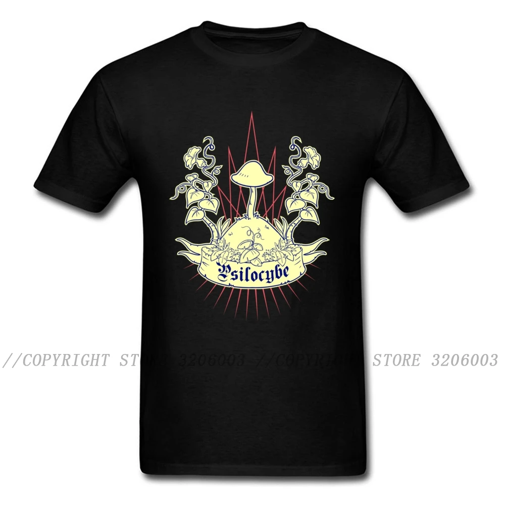 Мужская черная футболка с принтом гриба Heraldry хлопковая коротким рукавом