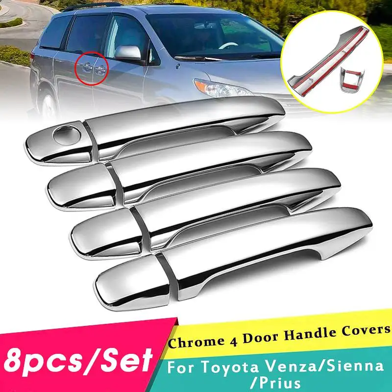 Автомобильные 8 шт. наружные дверные ручки крышки для Toyota Prius 2010- Venza 2009-2012 Sienna 2011- автомобильный Стайлинг отделка хромированная