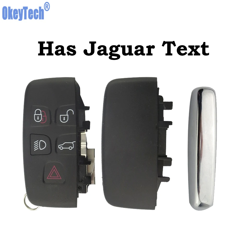

OkeyTech for Jaguar XJ XJL XF Smart Car Remote Keyless Entry Key Shell Cover Case 5 Button Has Text on the Metal for Keys