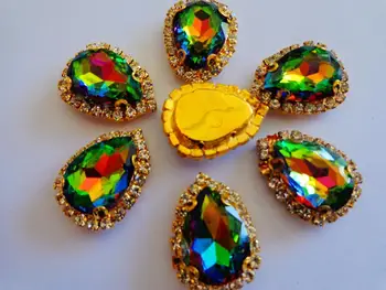 

shinning sew on glass rhinestones multicolored crystal gem stones 13*18mm 10pcs/lot