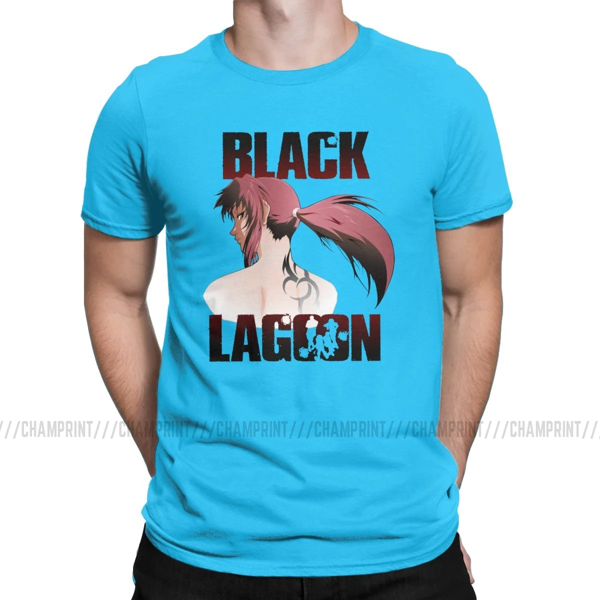 Black Lagoon Revy аниме футболка для мужчин винтажные хлопковые футболки с круглым вырезом футболки с коротким рукавом Новое поступление одежда - Цвет: Королевский синий