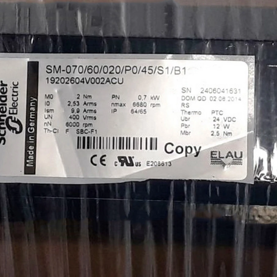 ELAU 19202604V002ACU AC Серводвигатель SM-070/60/020/P0/45/S1/B1