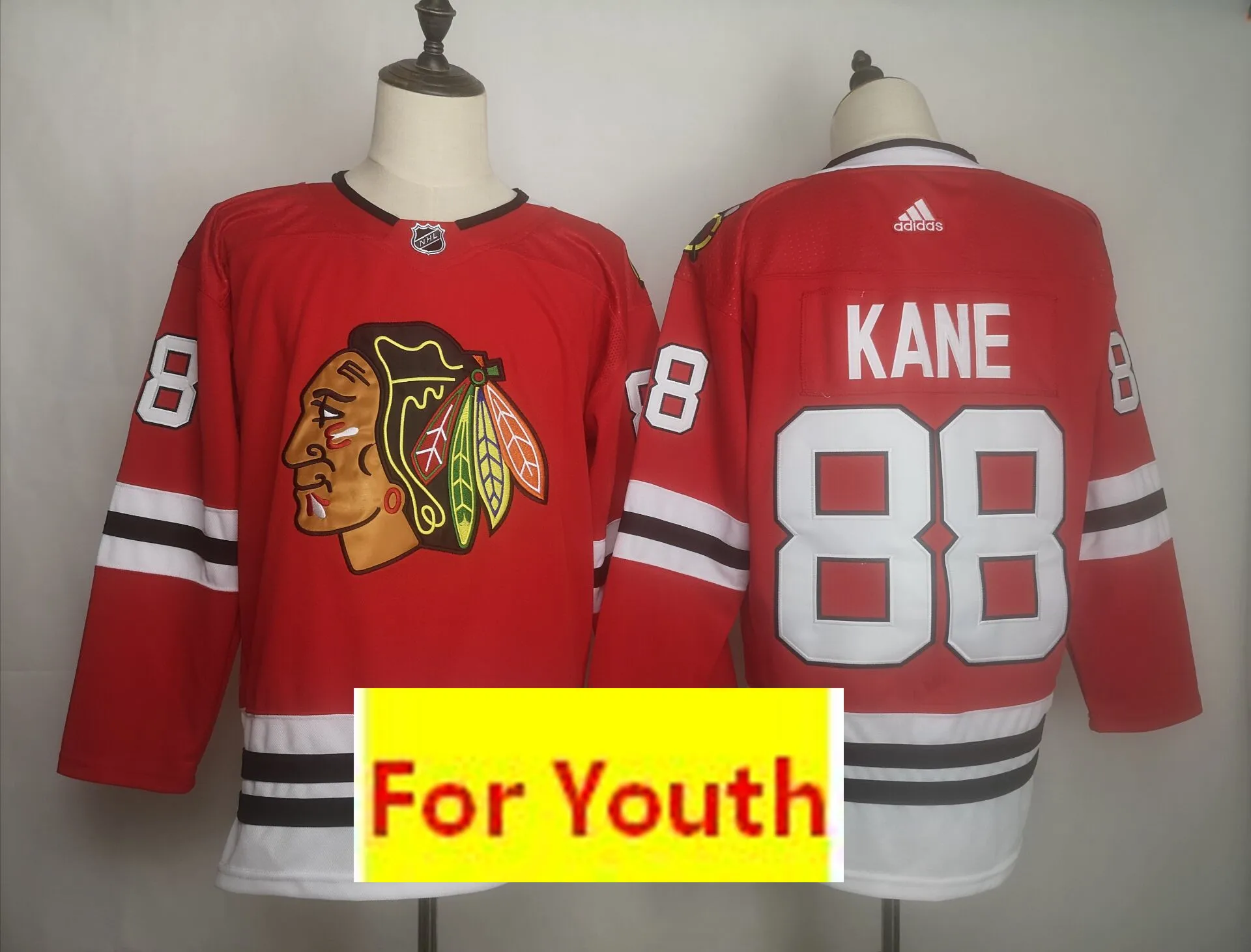 Коричневый Новинка, все сшитые Молодежные Майки Chicago#88 atrick Kane#19 Jonathan Toews - Цвет: Коричневый