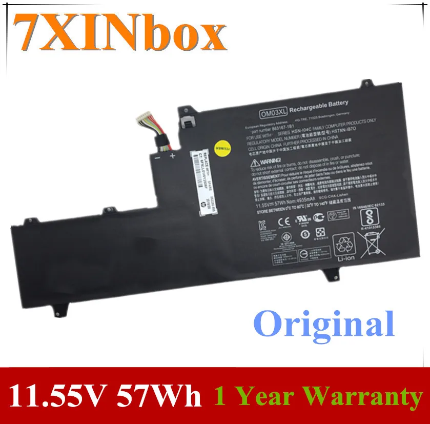 7XINbox 11,55 в 57wh OM03XL ноутбук Батарея для hp Elitebook x360 1030 G2 HSTNN-IB7O HSN-I04C 863167-171