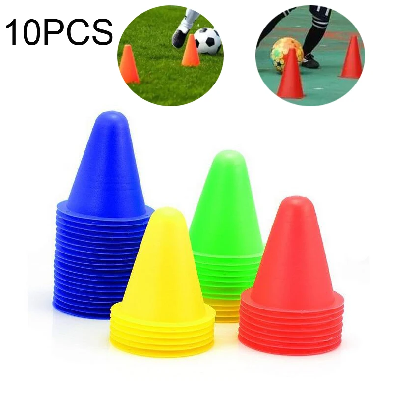 10pcs Plastic Skate Marker Cones Football Soccer Rollers Traffic Sports-Training 