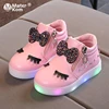 Size 21-30 Children Glowing Sneakers Kid Princess Bow for Girls LED Shoes Cute Baby Sneakers with Light Shoes Krasovki Luminous ► Photo 1/6