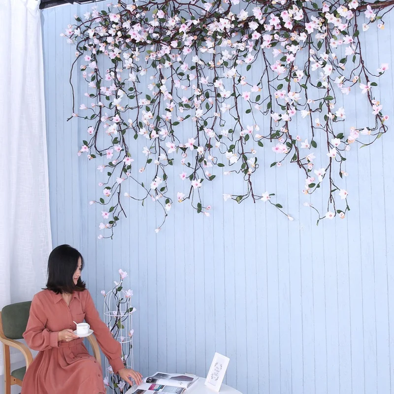 CHENCHENG, 1,5 м, искусственная Цветочная лоза, розы, искусственные шелковые магнолии, цветы для дома, свадьбы, украшение на стену, сиреневый цветок