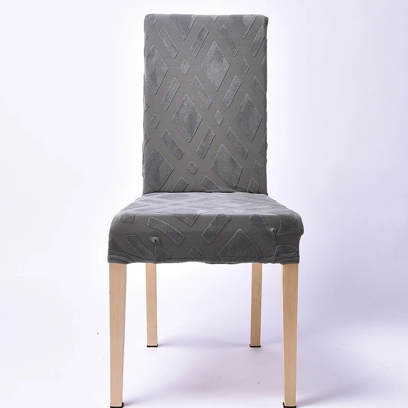 

10Pcs Waterproof Grey Seat Cover Stretch Wedding Banquet Velvet Solid Printing Chair Cover For Home Party Decor Dining Room D20