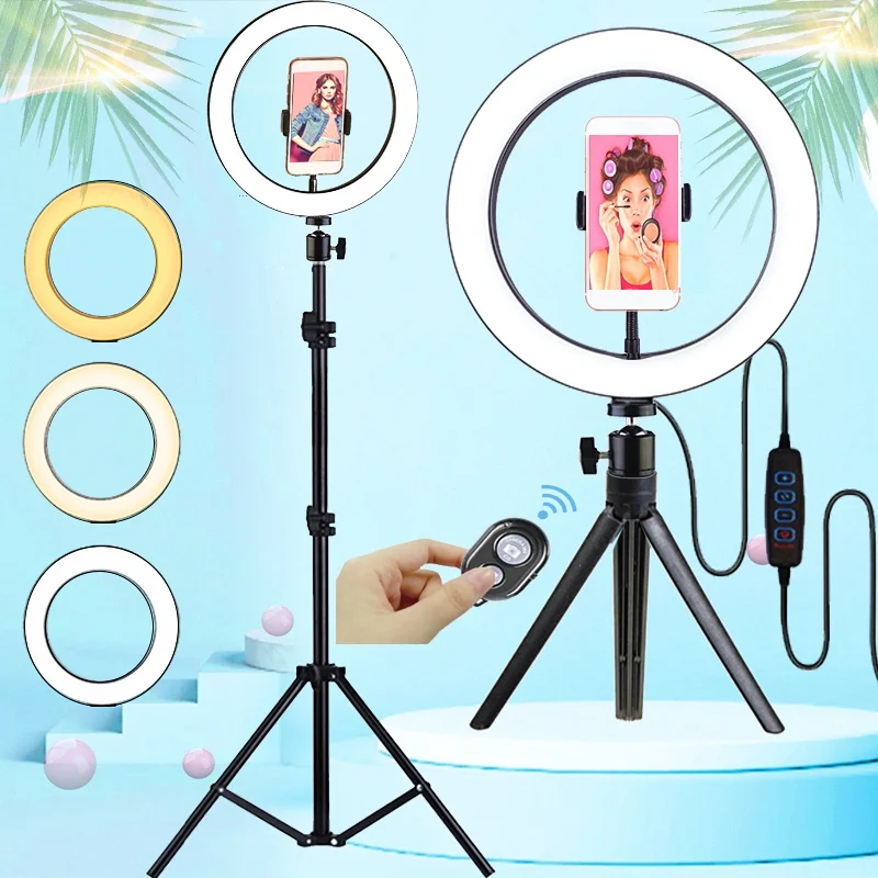

Dimmable LED Ring Light Photography Camera Photo Ring Lamp with Stand for YouTube Live Studio Makeup Fill Lighting