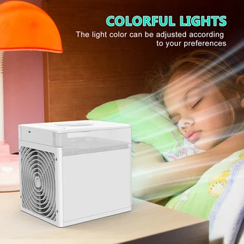 

Mini USB Portable Air Cooler Fan Air Conditioner 7 Colors Light Desktop Air Cooling Fan Humidifier Purifier For Office Bedroom