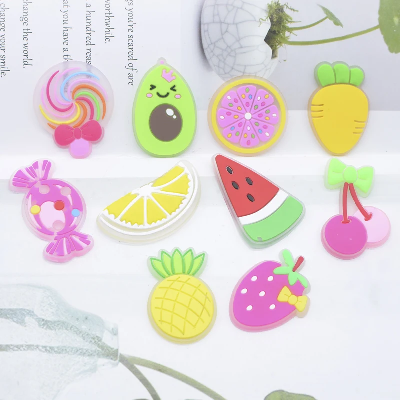 

10Pcs Resin Miniature Kawaii Fruits Cherry Candy Soft Rubber Flatback for Phone Decor Scrapbooking DIY Headwear Accessories
