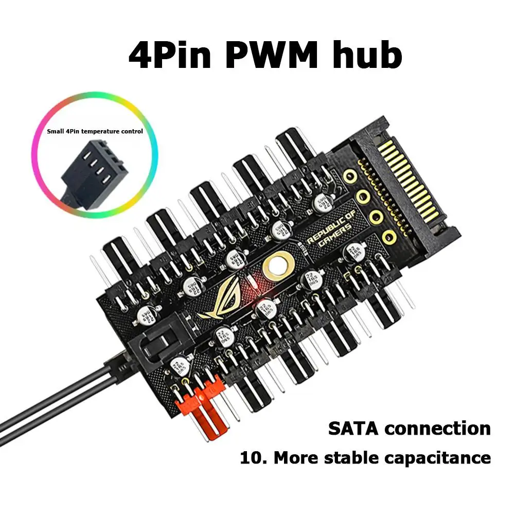 Концентратор сплиттер от 1 до 10 4 Pin PWM кулер вентилятор концентратор расширение ПК