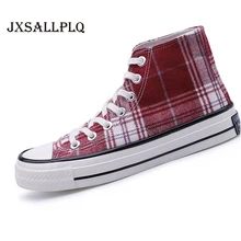 Модная новинка; Мужская обувь; Мужская Вулканизированная обувь; Классическая Высокая парусиновая обувь в клетку; коллекция года; повседневная обувь унисекс; легкие кроссовки