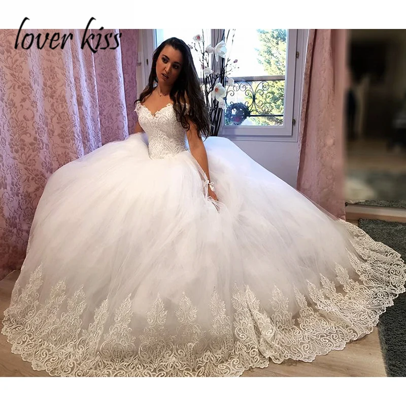 Lover Kiss vestido de Noiva роскошный кристалл из бисера с открытыми плечами Свадебные платья бальное платье для невесты vestido de casamento