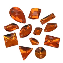 TopStone, гиацинт, оранжевое стекло, кристалл, пришитый камень, капля, круглая, прямоугольная, квадратная, Смешанная форма, стеклянные стразы для одежды, сумки