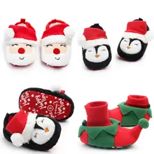 Рождественская нескользящая обувь для маленьких мальчиков и девочек Тапочки для новорожденных с героями мультфильмов 0-12 месяцев