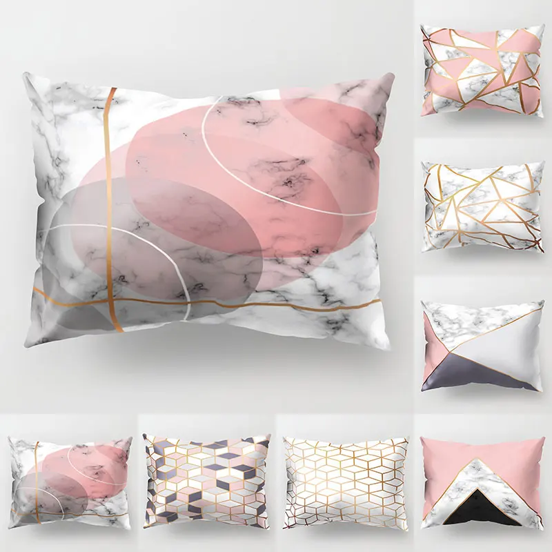 

30x50cm Soft Polyester Geometric Cushion Cover Marble Pillow Cover Bedroom Sofa Decoration Pillow Cases
