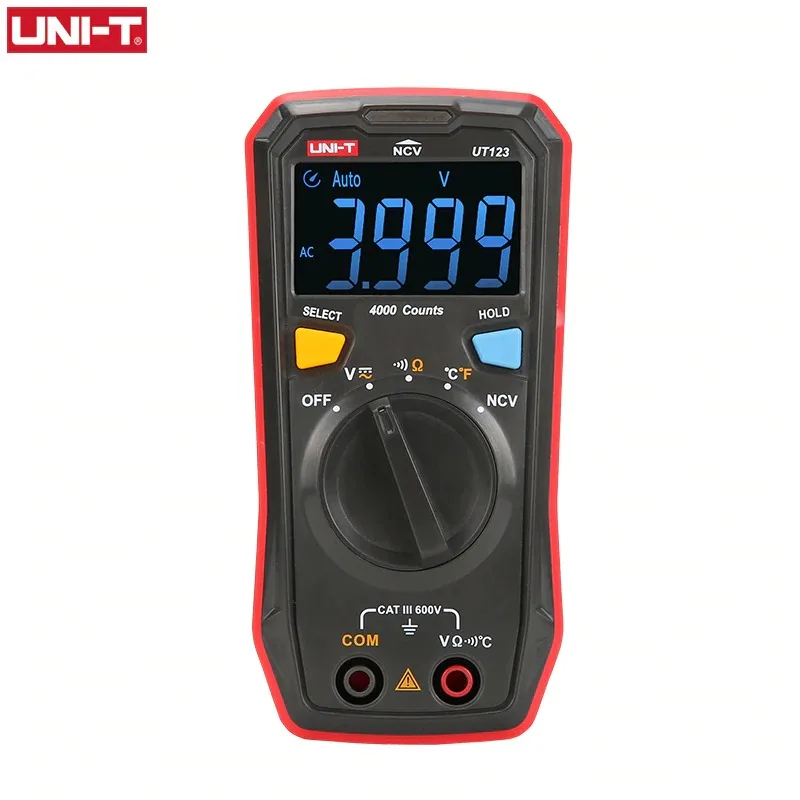 

UNI-T UT123 Mini Digital Multimeter Auto Range Data Hold 4000 Counts Voltage Resistance Temperature Meter Tester With NCV