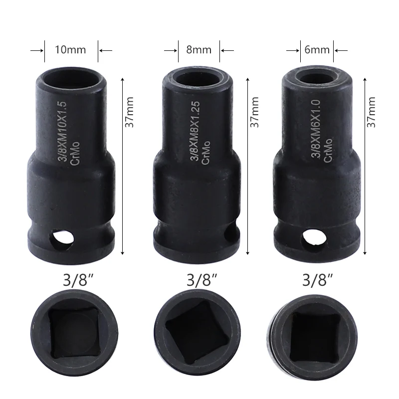 3 шт. 6 мм/8 мм/10 мм гнездо адаптера Cr-Mo гнездо держатель 3/8 дюймов набор гнездо квадратный драйвер болт драйвер для вешалки болты инструменты для резьбы