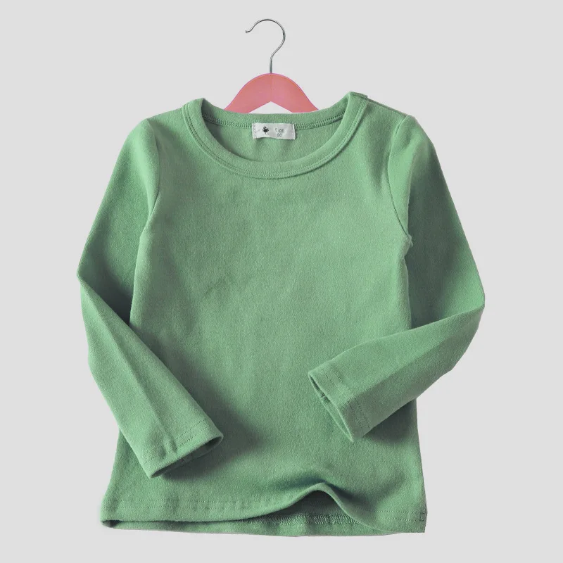 Новинка года, осенне-зимние топы с длинными рукавами для маленьких мальчиков и девочек, топы унисекс в Корейском стиле для маленьких мальчиков и девочек, футболка для младенцев, LZ113 - Цвет: gary green