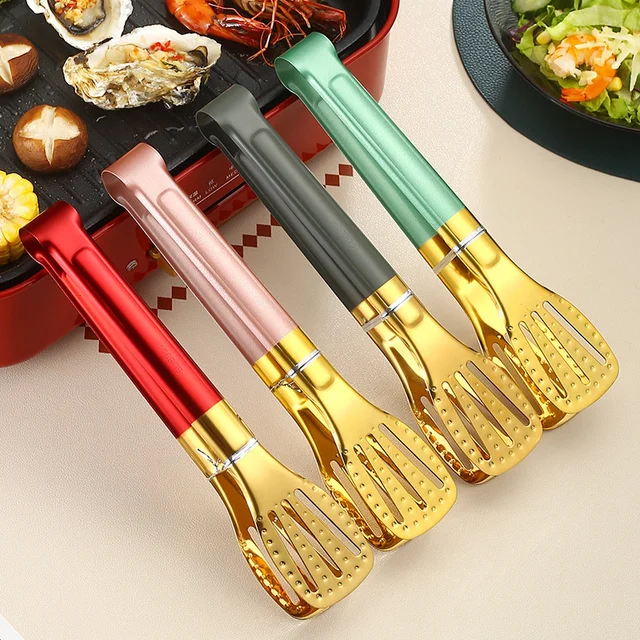 304 Nordic Rozsdamentes Acél Élelmiszer -Klip Kenyér Barbecue Steak Arany Ételek Színes Konyhai Klip