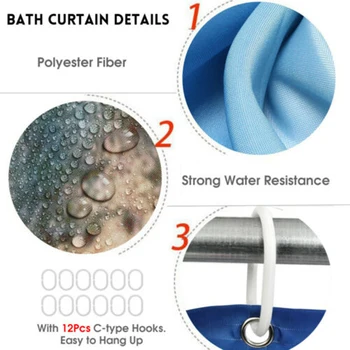 

180 * 180cm Bathroom Shower Curtain Decoration Beach Printed Sunset Polyester Non Slip With A C-shaped Curtain Hook