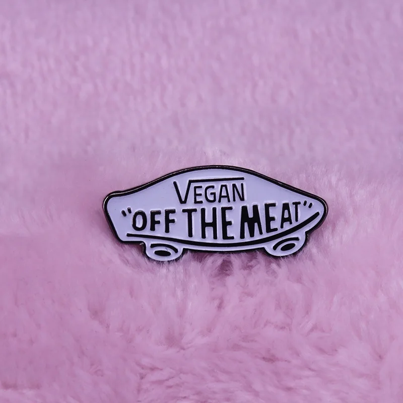 Вегетарианская белая эмалированная шпилька Vans Off the Wall Skater Punk|Броши| |